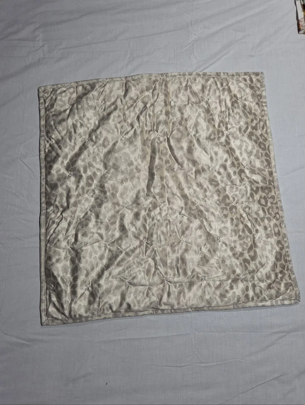 Z Gallerie Silvery Gold Leopard Print Satin Quilted Euro Pillow Sham ONE